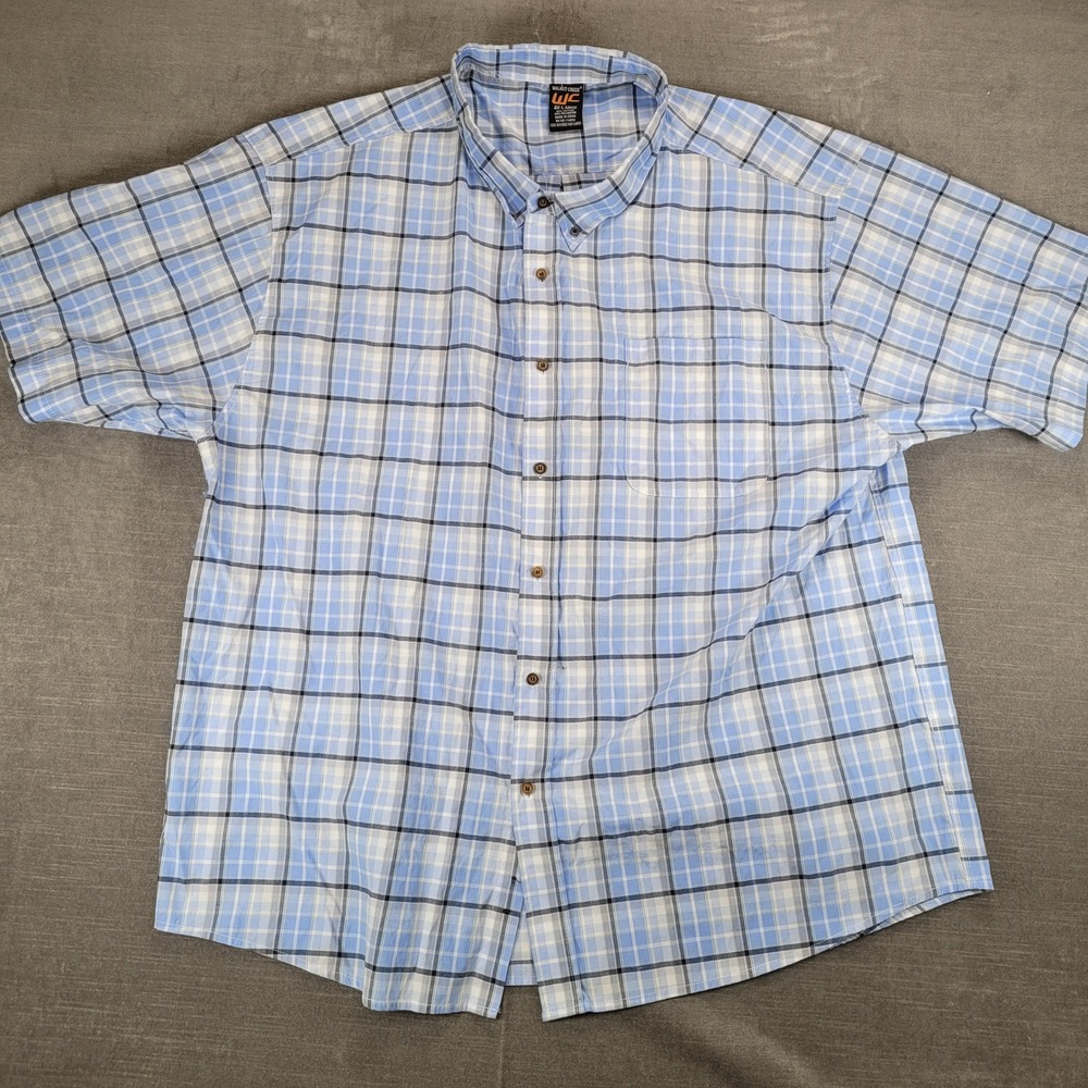 Walnut Creek Mens 4XL Blue Plaid Short‎ Sleeve Button Up Shirt
